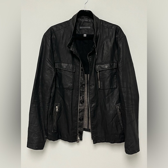 John Varvatos Collection coated Linen Moto Jacket. Size EU 54 USA 44 - Picture 2 of 6